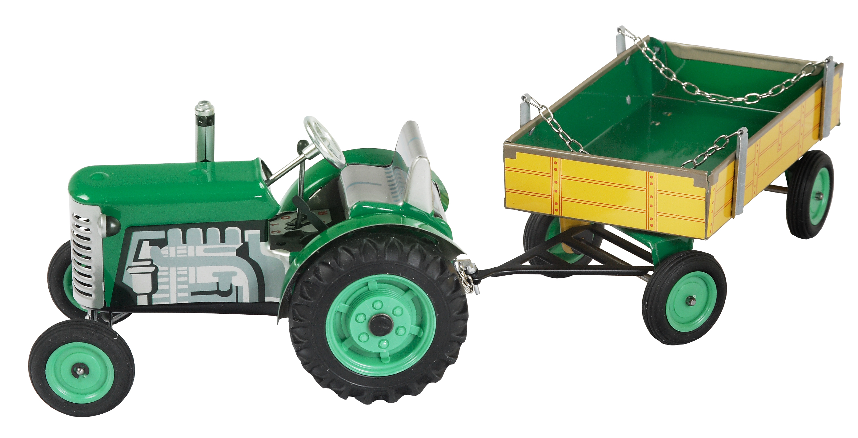 0395 traktor s vlekem_zelený